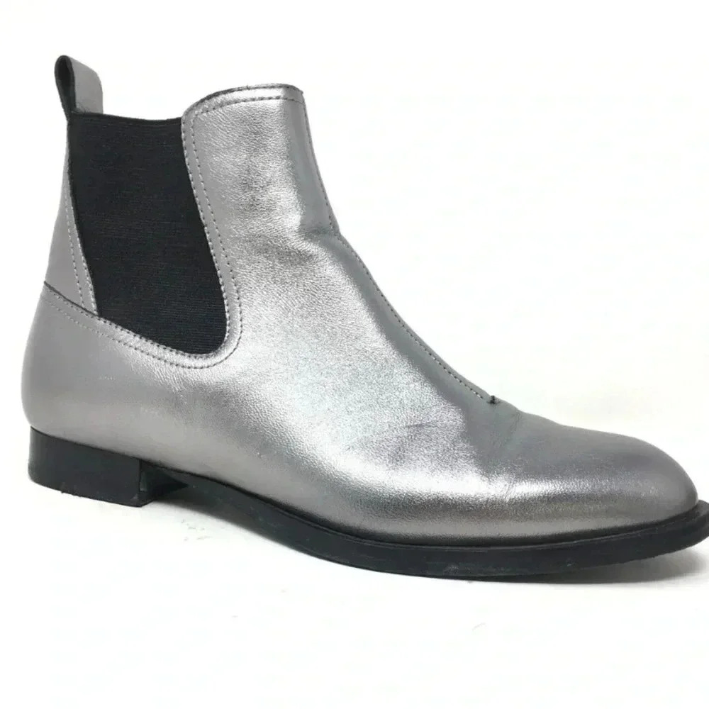 Rag & Bone Walker Chelsea Boot 39.5 Pewter metallic leather ankle
